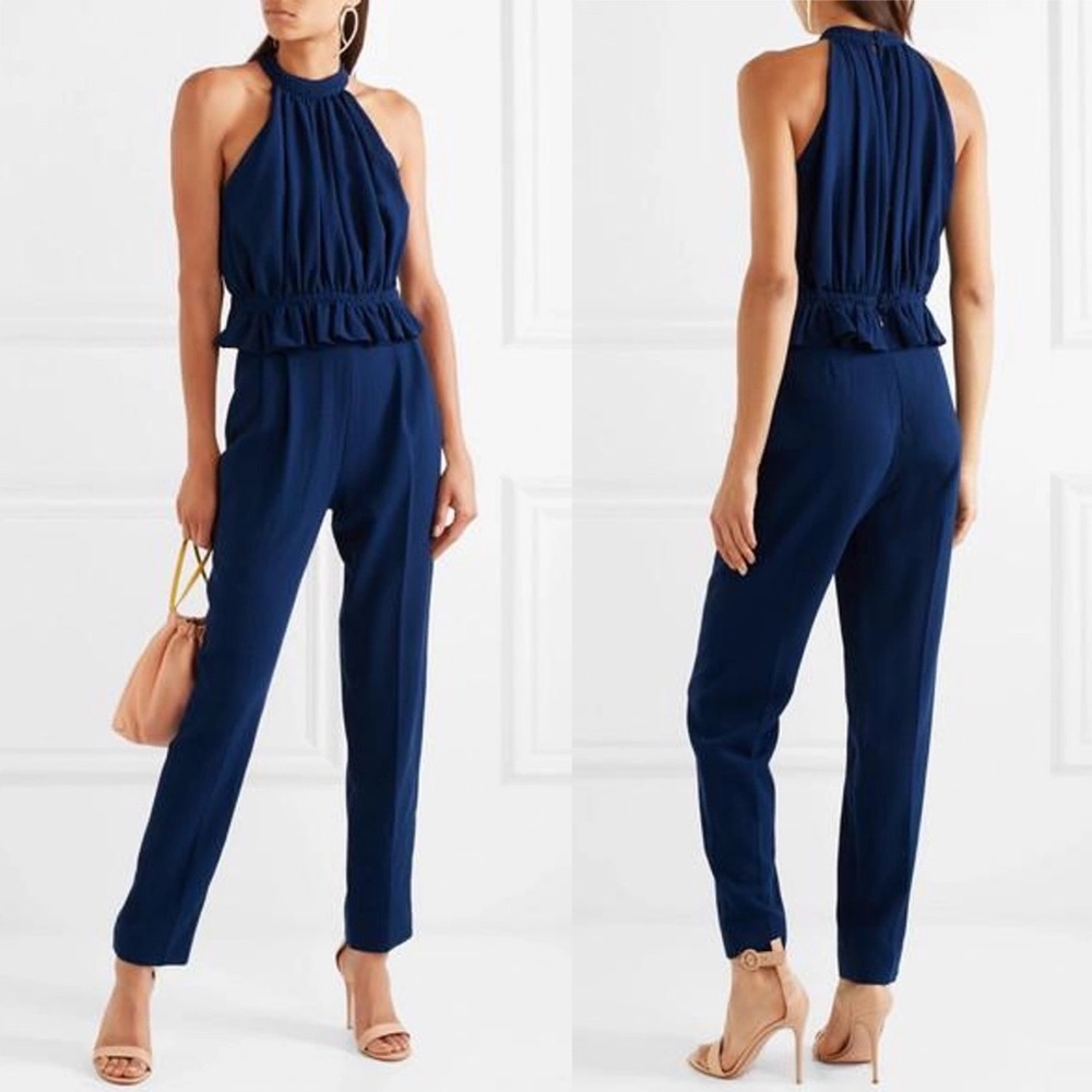 Emilia Wickstead Navy Halter Neck Jumpsuit - Picture 3 of 15